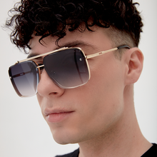 Load image into Gallery viewer, Bella - Midnight Gold Oversized Squared Aviators
