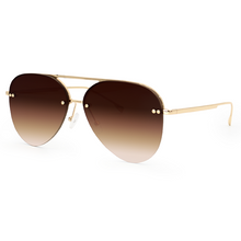 Load image into Gallery viewer, Smaller Megan 2 - Faded Brown Metal Aviator Sunglasses
