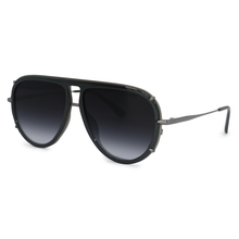 Load image into Gallery viewer, Ivy Luxe - Black Tangle-Free Round Aviator Sunglasses
