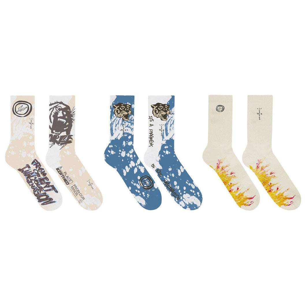 Travis Scott Cactus Jack For Fragment Socks (3 Pack) Multi