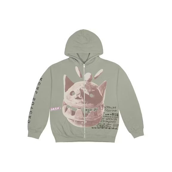 Travis Scott New Sight Zip Up Hoodie Olive