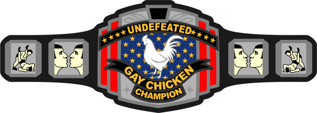 Undefeated Gay Chicken Champion - 5 inch Sticker