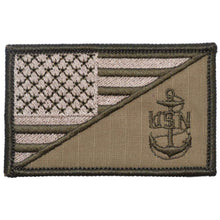 Load image into Gallery viewer, Navy Chief Petty Officer Anchor USA Flag - 2.25x3.5 Patch
