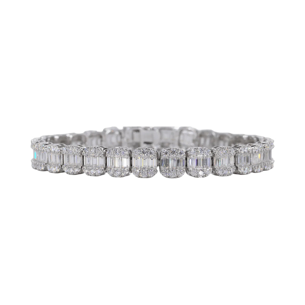 925 Silver Moissanite 8mm Baguette Tennis Bracelet – 7