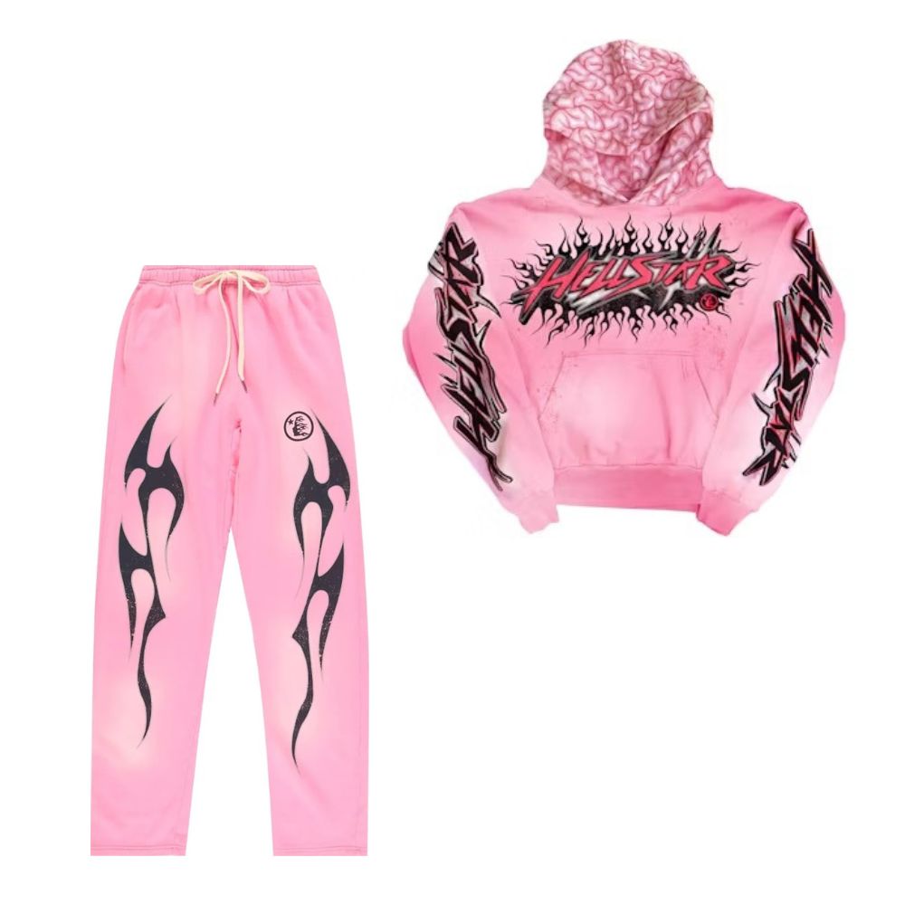 Hellstar Brainwashed With Brain Hoodie with Sweatpants Pink (Full Set)
