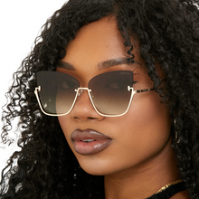 Load image into Gallery viewer, Vixen - Brown Lens Gold Frame Metal Cateye Sunglasses
