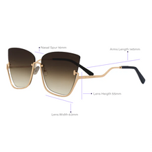 Load image into Gallery viewer, Vixen - Brown Lens Gold Frame Metal Cateye Sunglasses
