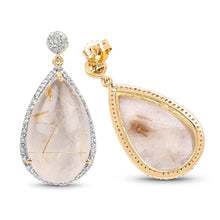 Load image into Gallery viewer, 14K Yellow Gold Plated 35.15 Carat Genuine Golden Rutile and White Topaz .925 Sterling Silver Earrings
