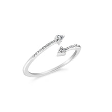 Load image into Gallery viewer, .925 Sterling Silver 1/5 Cttw Diamond Double Arrowhead Open Ring (I-J Color, I2-I3 Clarity) - Ring Size 6
