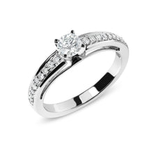 Load image into Gallery viewer, 14K White Gold 1/2 Cttw Diamond Solitaire Pave Set Engagement Ring (G-H Color, VS2-SI1 Clarity) - Size 7
