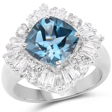 Load image into Gallery viewer, 5.19 Carat Genuine London Blue Topaz &amp; White Topaz .925 Sterling Silver Ring
