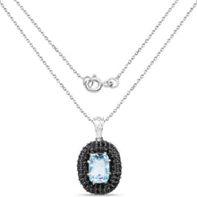 Load image into Gallery viewer, 6.70 Carat Genuine Blue Topaz and Black Spinel .925 Sterling Silver Pendant
