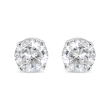Load image into Gallery viewer, AGS Certified 14K White Gold 1.0 cttw 4-Prong Set Brilliant Round-Cut Solitaire Diamond Push Back Stud Earrings (G-H Color, I1-I2 Clarity)
