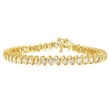 Load image into Gallery viewer, 14K Yellow Gold Round Cut Diamond Spiral Link Bracelet (3.00 cttw, H-I Color, SI2-I1 Clarity)
