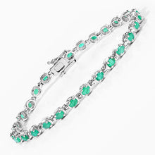 Load image into Gallery viewer, 3.78 Carat Genuine Emerald .925 Sterling Silver Bracelet
