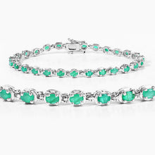 Load image into Gallery viewer, 3.78 Carat Genuine Emerald .925 Sterling Silver Bracelet
