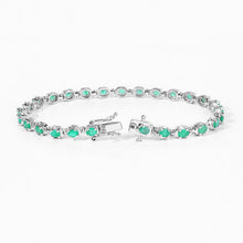 Load image into Gallery viewer, 3.78 Carat Genuine Emerald .925 Sterling Silver Bracelet
