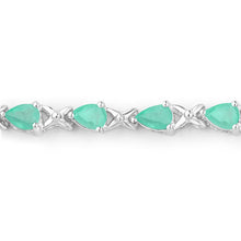 Load image into Gallery viewer, 3.08 Carat Genuine Emerald .925 Sterling Silver Bracelet
