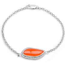 Load image into Gallery viewer, 5.50 Carat Genuine Carnelian And White Topaz .925 Sterling Silver Bracelet
