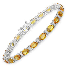 Load image into Gallery viewer, 12.33 Carat Genuine Orange Sapphire and White Diamond 14K White Gold Bracelet
