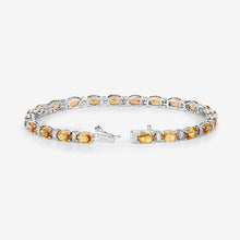 Load image into Gallery viewer, 12.33 Carat Genuine Orange Sapphire and White Diamond 14K White Gold Bracelet
