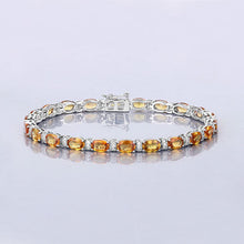 Load image into Gallery viewer, 12.33 Carat Genuine Orange Sapphire and White Diamond 14K White Gold Bracelet
