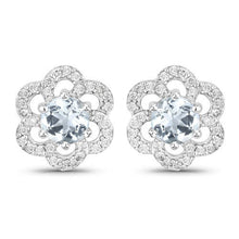 Load image into Gallery viewer, 0.60 Carat Genuine Aquamarine and White Diamond 14K White Gold Earrings
