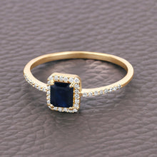 Load image into Gallery viewer, 0.60 Carat Genuine Blue Sapphire and White Diamond 14K Yellow Gold Ring
