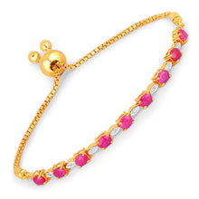 Load image into Gallery viewer, 2.01 Carat Genuine Ruby and White Diamond .925 Sterling Silver Bracelet

