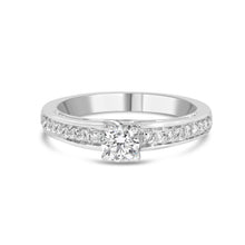 Load image into Gallery viewer, 14K White Gold 1/2 Cttw Diamond Solitaire Pave Set Engagement Ring (G-H Color, VS2-SI1 Clarity) - Size 7
