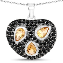 Load image into Gallery viewer, 3.19 Carat Genuine Citrine and Black Spinel .925 Sterling Silver Pendant
