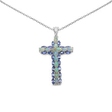 Load image into Gallery viewer, 3.32 Carat Genuine Ethiopian Opal and Tanzanite .925 Sterling Silver Pendant
