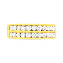 Load image into Gallery viewer, 10K Yellow Gold Two-Row Diamond Band Ring (1 Cttw, J-K Color, I1-I2 Clarity) - Size 6
