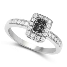 Load image into Gallery viewer, 0.35 Carat Genuine Black Diamond and White Diamond .925 Sterling Silver Ring
