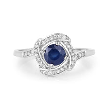 Load image into Gallery viewer, 0.73 Carat Genuine Blue Sapphire and White Diamond 14K White Gold Ring

