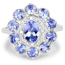 Load image into Gallery viewer, 1.77 Carat Genuine Tanzanite and White Topaz .925 Sterling Silver Ring
