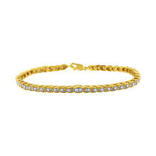 Load image into Gallery viewer, 10K Yellow Gold Plated .925 Sterling Silver 1 cttw Prong-Set Diamond Pear Shape Link Bracelet (I-J Color, I1-I2 Clarity) - 7.25"
