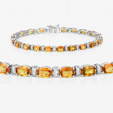 Load image into Gallery viewer, 12.33 Carat Genuine Orange Sapphire and White Diamond 14K White Gold Bracelet
