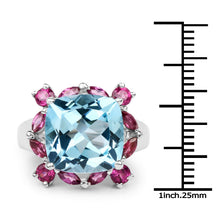 Load image into Gallery viewer, 8.19 Carat Genuine Blue Topaz &amp; Rhodolite .925 Sterling Silver Ring
