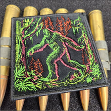 Load image into Gallery viewer, Blacklight Sasquatch Velvet Patch - Amp Up Your Wardrobe with an Trippy, Eye-Catching Fluorescent Thread Magic  - 4&quot;

