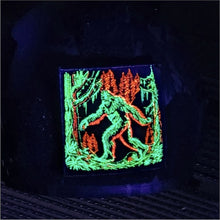 Load image into Gallery viewer, Blacklight Sasquatch Velvet Patch - Amp Up Your Wardrobe with an Trippy, Eye-Catching Fluorescent Thread Magic  - 4&quot;
