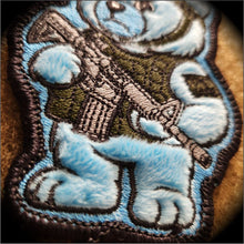 Load image into Gallery viewer, Zero Fucks Bear - IDFC BEARS - 4&quot; Fuzzy Embroidered Patch - Blue
