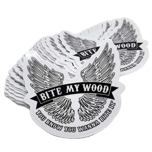 BiteMyWood Black and White Stickers 2 Choices of High Quality Pre Peelable