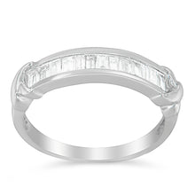 Load image into Gallery viewer, .925 Sterling Silver 1/2 Cttw Baguette Cut Diamond Channel Set X-Station Wedding Ring (H-I Color, I1-I2 Clarity) - Size 6-1/2

