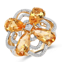 Load image into Gallery viewer, 14K Yellow Gold Plated 8.80 Carat Genuine Citrine .925 Sterling Silver Ring
