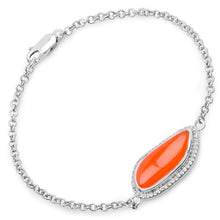 Load image into Gallery viewer, 5.50 Carat Genuine Carnelian And White Topaz .925 Sterling Silver Bracelet
