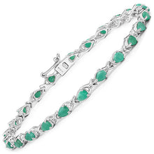 Load image into Gallery viewer, 3.08 Carat Genuine Emerald .925 Sterling Silver Bracelet
