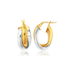 Load image into Gallery viewer, 14k Two-Tone Gold Double Row Intertwined Oval Hoop Earrings
