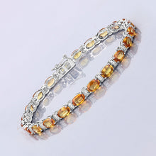 Load image into Gallery viewer, 12.33 Carat Genuine Orange Sapphire and White Diamond 14K White Gold Bracelet

