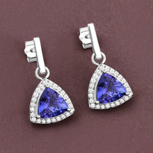 Load image into Gallery viewer, 3.86 Carat Genuine Tanzanite and White Diamond 14K White Gold Earrings

